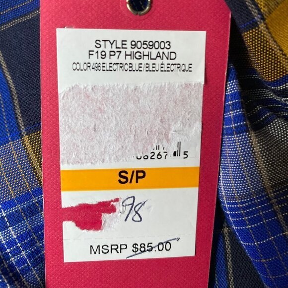 VINCE Camuto New Blue Plaid Top BNWT Short Sleeve - Picture 8 of 8